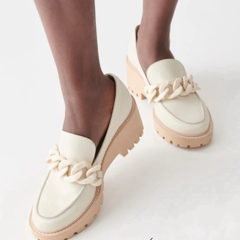 Dolce Vita Haris Platform Loafers with Chunky Chain Ivory Size 8.5 - Picture 2 of 11
